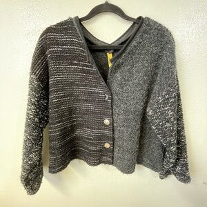 Staley Gretzinger Artsy Cropped Jacket Mixed Knit Button Front OS USA Made Avant